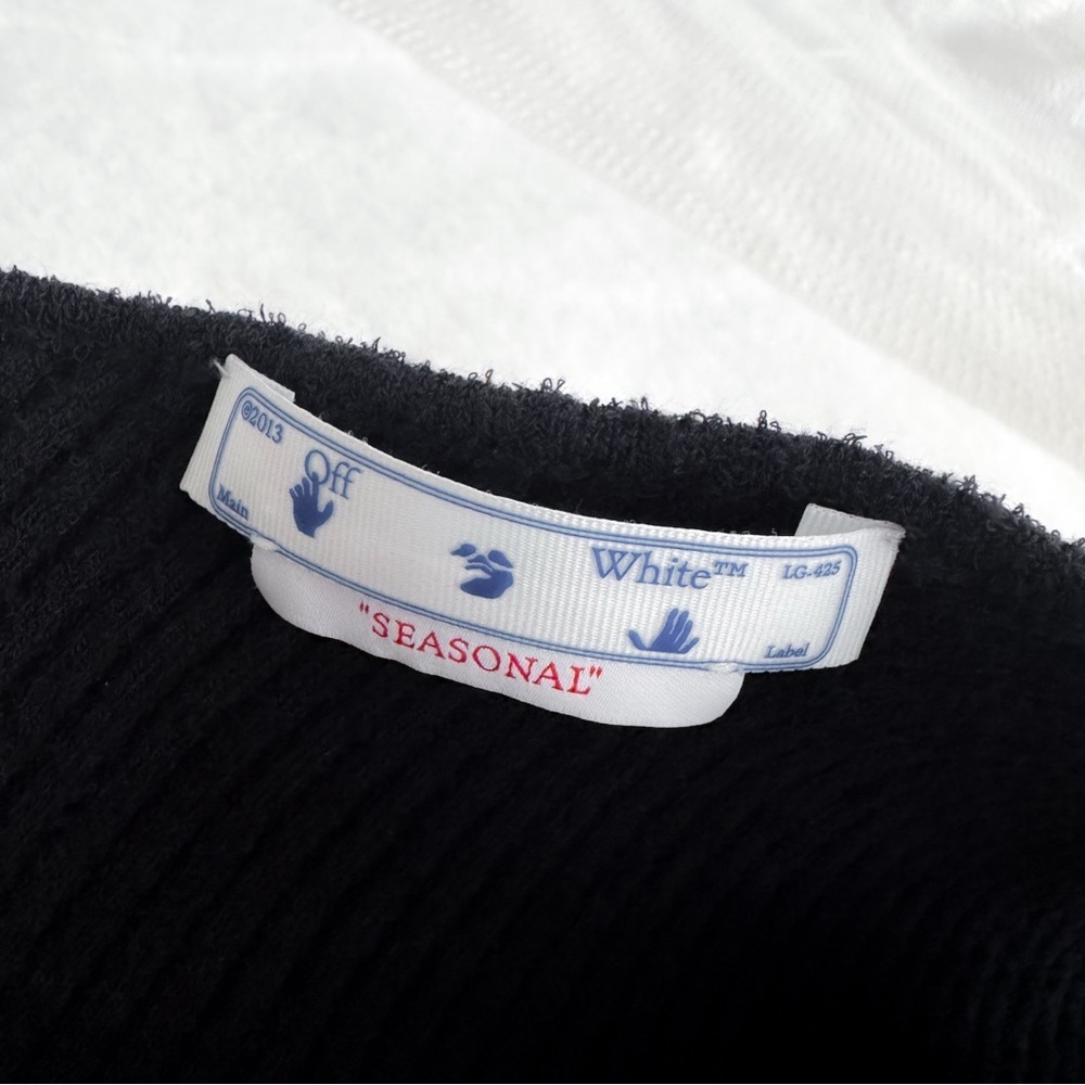 Off-White One Shoulder Boucle Micro Logo Cut-out Midi Dress In Black NEW - Picture 6 of 15